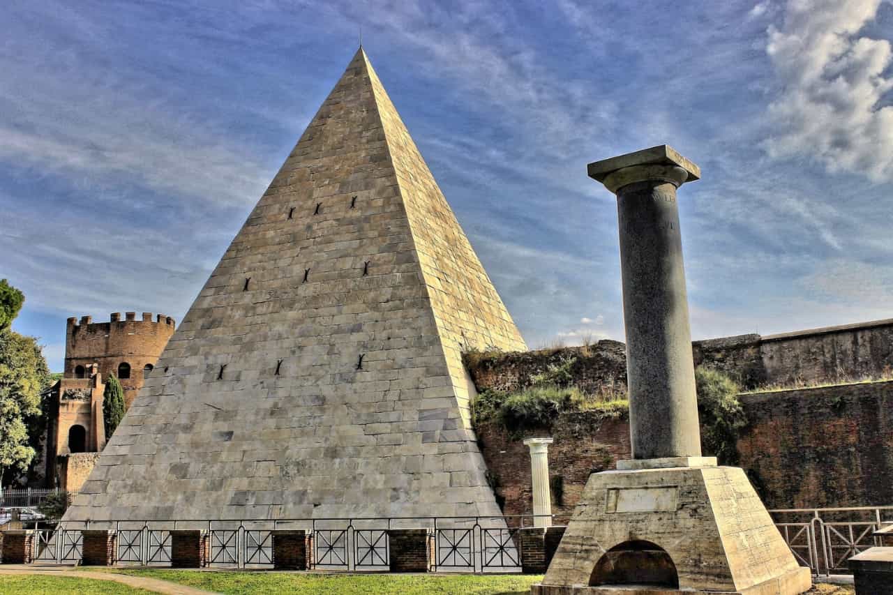 Pyramid of Caius Cestius, an ancient pyramid-shaped tomb in Rome: one of the best hidden gem