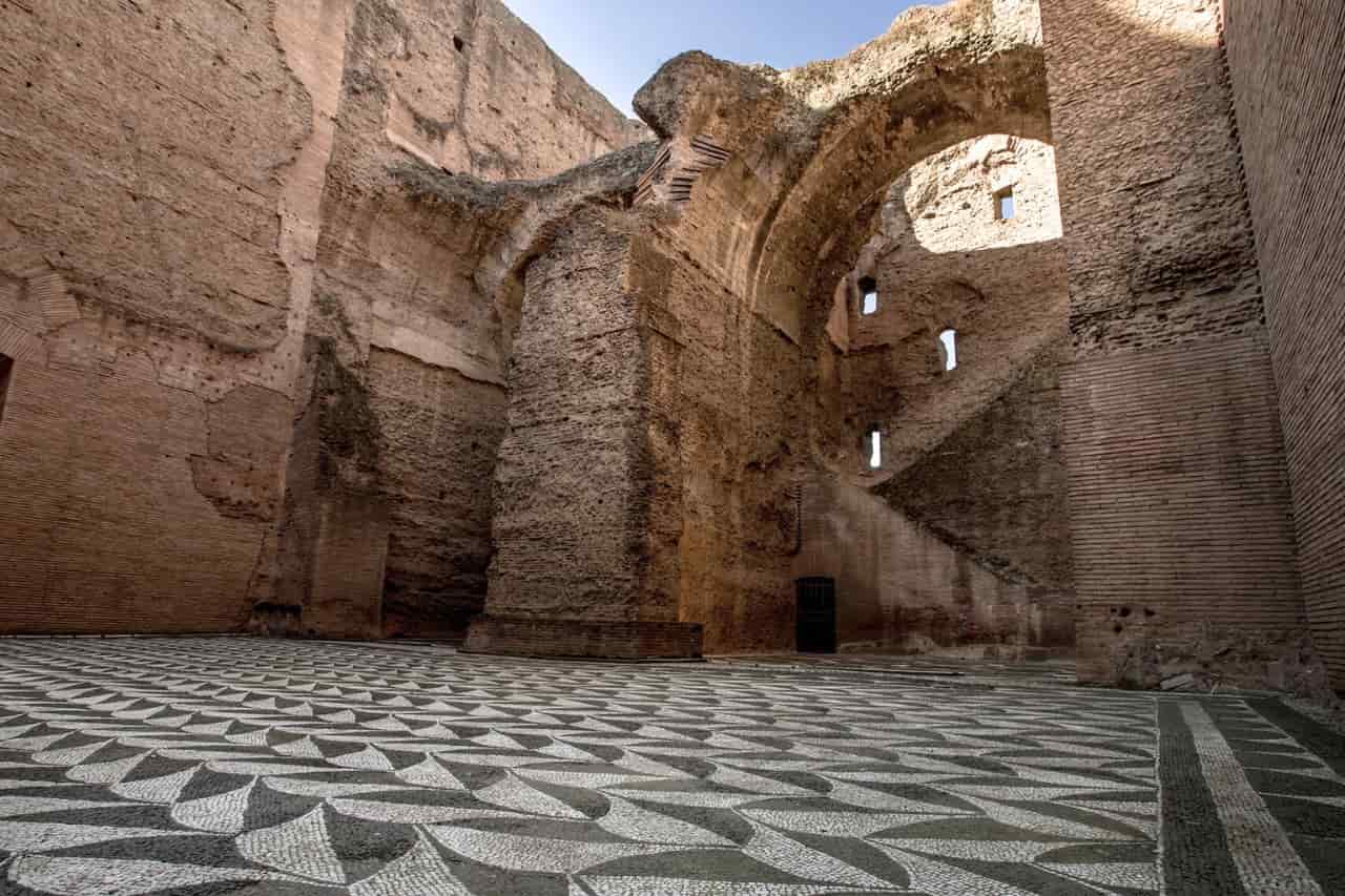 The Baths of Caracalla in Rome, Italy, ancient thermal baths dating back to the Roman Empire.