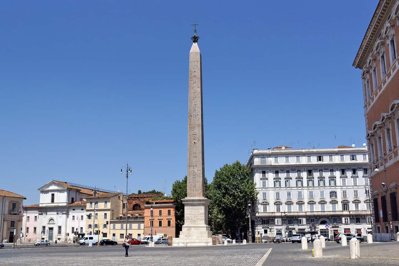 The Lateran Obelisk in Rome, Italy, an ancient Egyptian obelisk standing in front of the Basilica of Saint John Lateran




