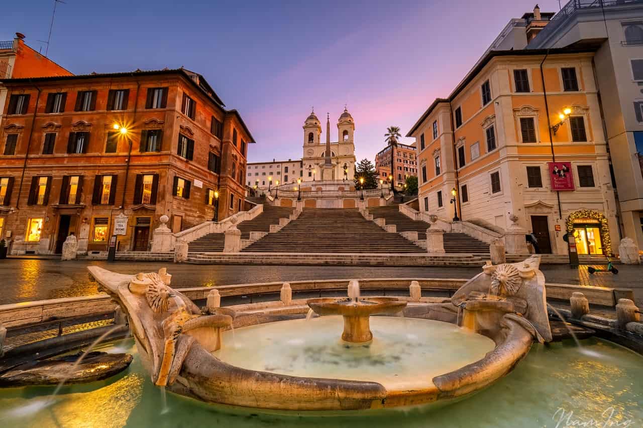 Sunset at the Spanish Steps is a must when visiting Rome with your loved one.