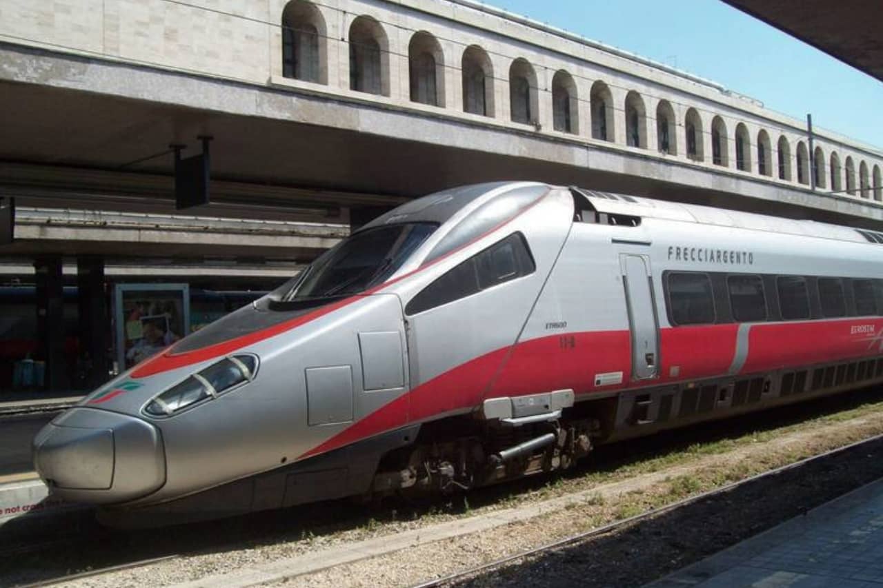 A Trenitalia train has just arrived at the central station of Florence, in Tuscany