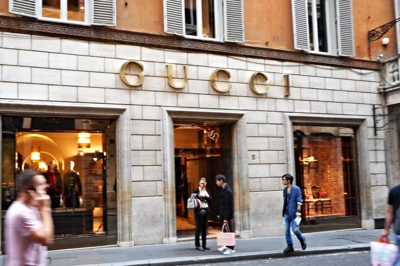 A luxury shop in Rome where tourists come in to dress fashionably