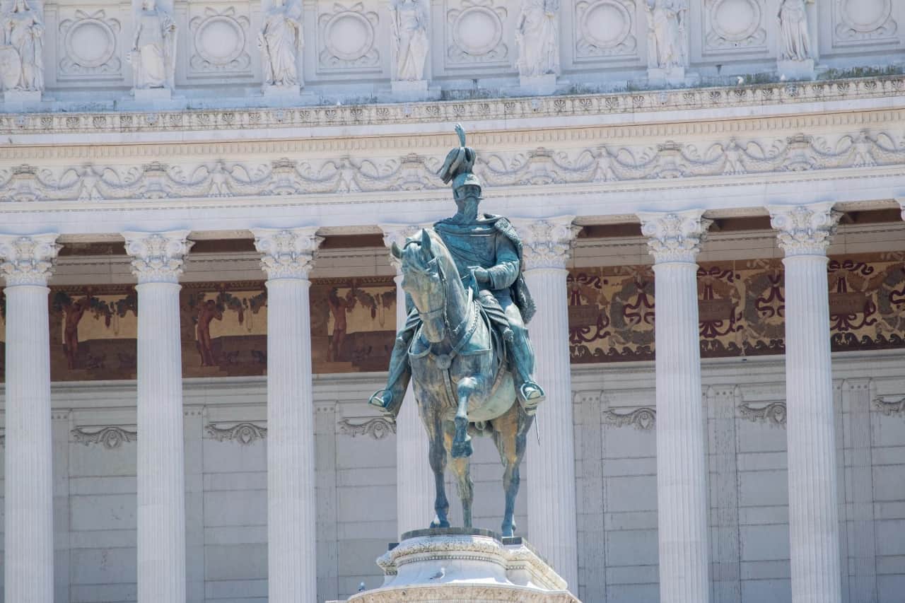The beautiful Equestrian Statue of the Vittoriano, in Rome