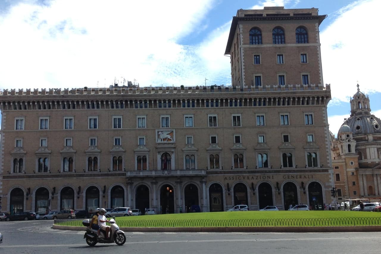 The main facade of the national museum in Piazza Venezia, Rome