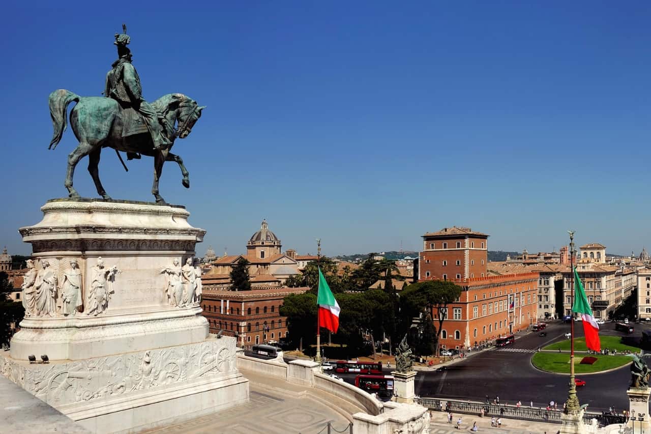 The beautiful panoramic terrace of Piazza Venezia, Rome