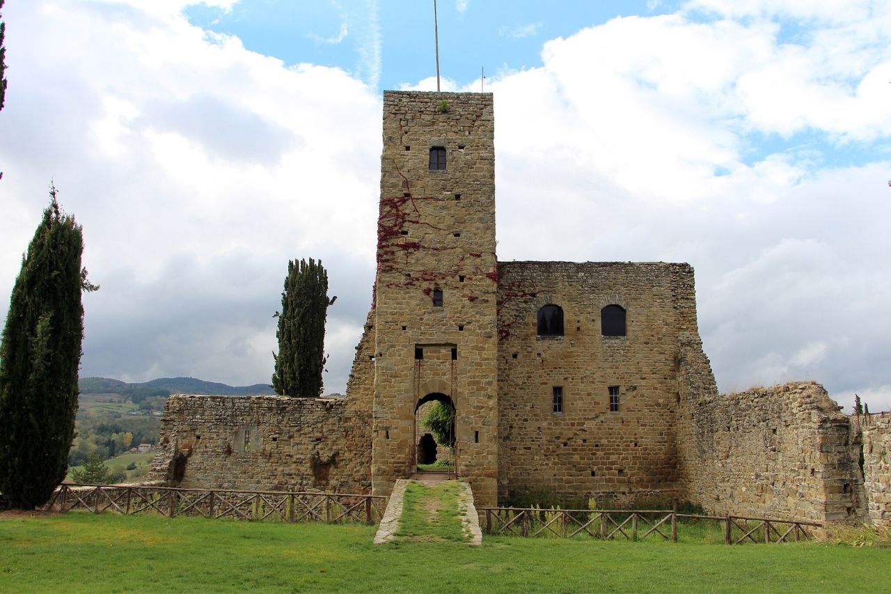 The entrance of the Castello di Romena, in Tuscany