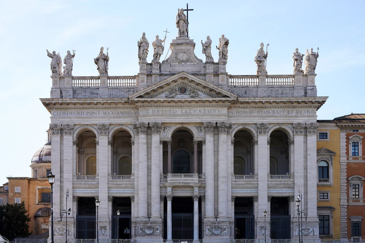 The facade of the Basilica di San Giovanni Laterano, in Italy
