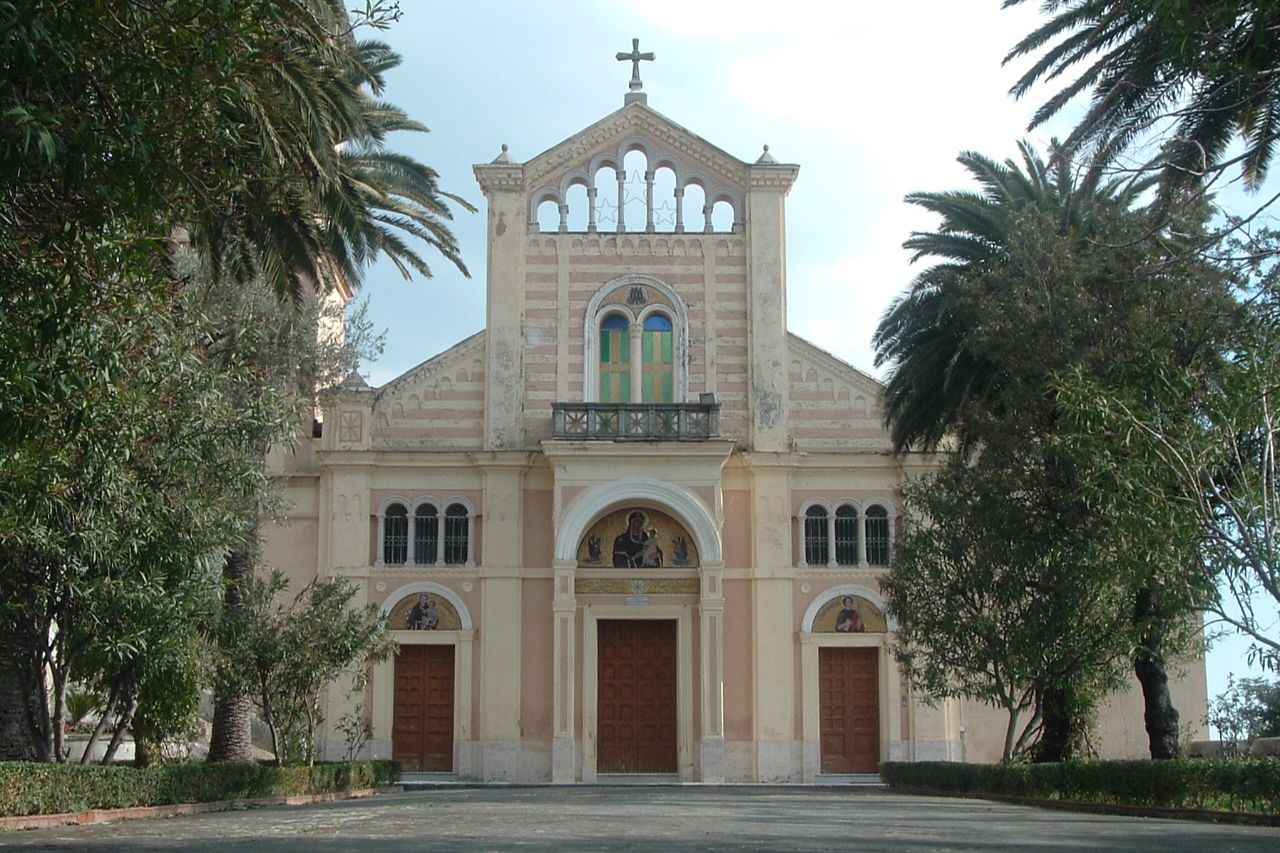 The facade of the church of San Pancrazio in Conca dei Marini, Italy