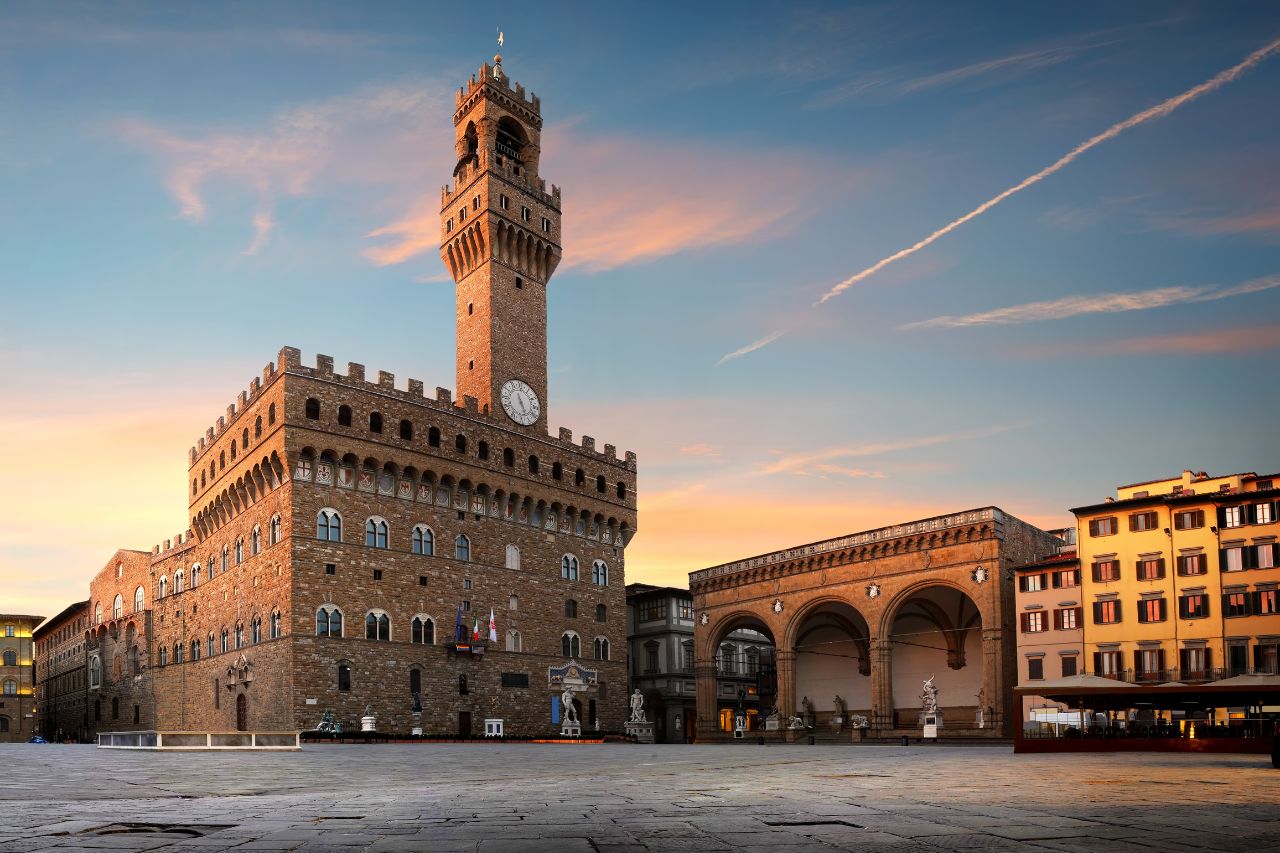 The front view of Palazzo Vecchio in Florence