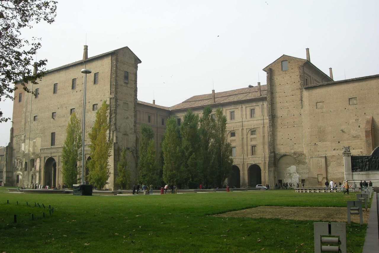 Tourist visiting the palazzo della pilotta in parma