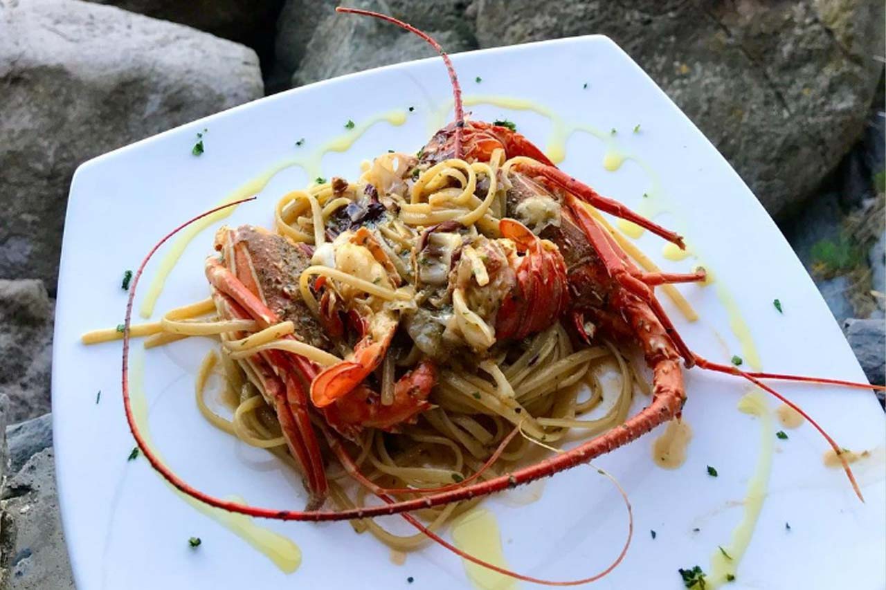 Seafood dish with Linguini pasta prepared by the Ristorante Le Bocche