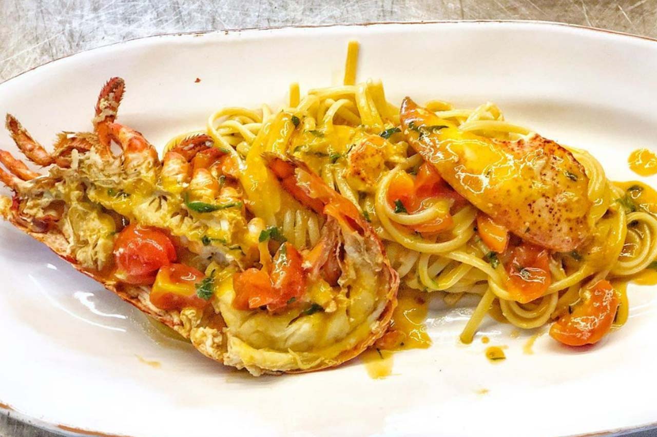 Linguine pasta with Lobster served by the Il Grottino Azzurro