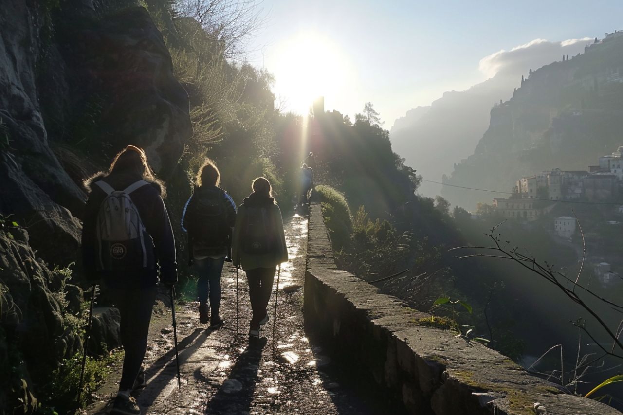 Tourists hiking the Valley of the Ironworks in December