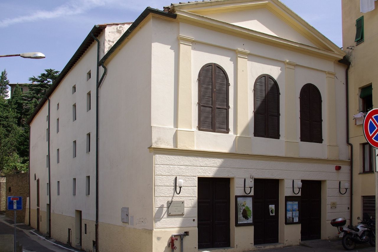 Outside view of the historical Teatro dei Concordi, in Campiglia Marittima