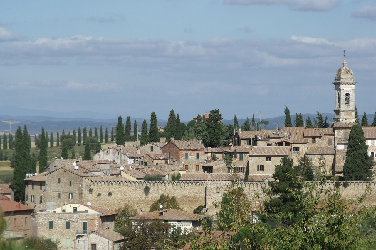 The historical center of San Quirico d'Orcia, in Tuscany
